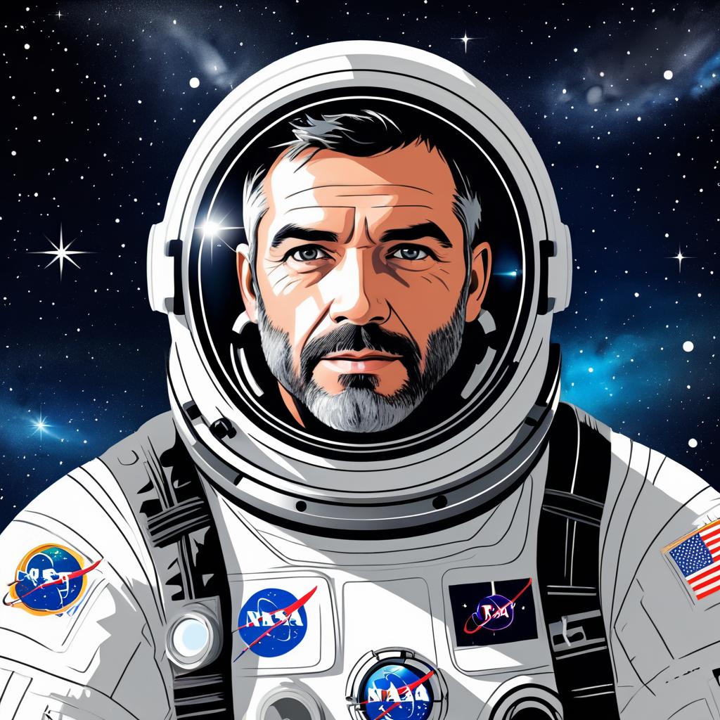 Rugged Astronaut in Stellar Space Scene