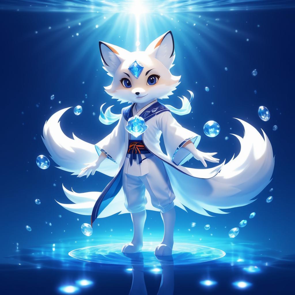 Charming Male Anime Fox Spirit Underwater