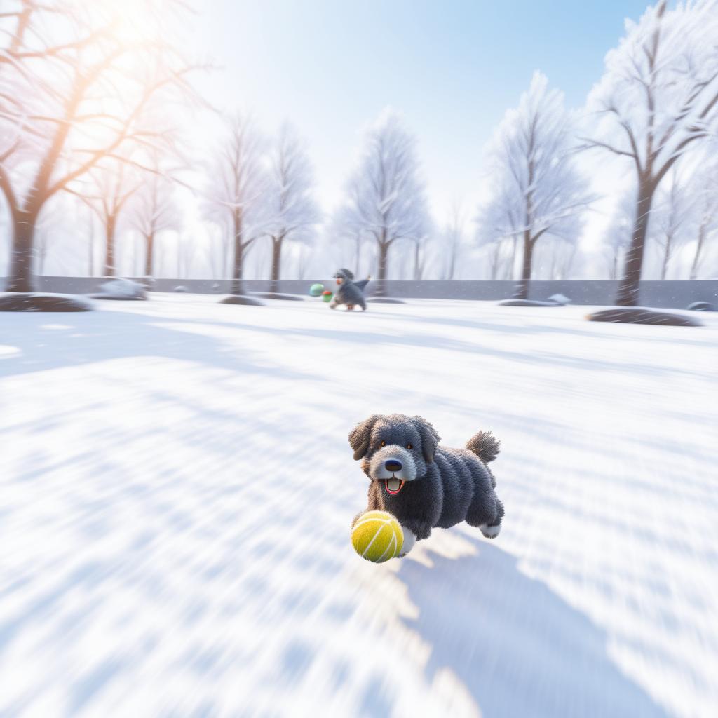 Joyful Puppy Playing on a Winter Day