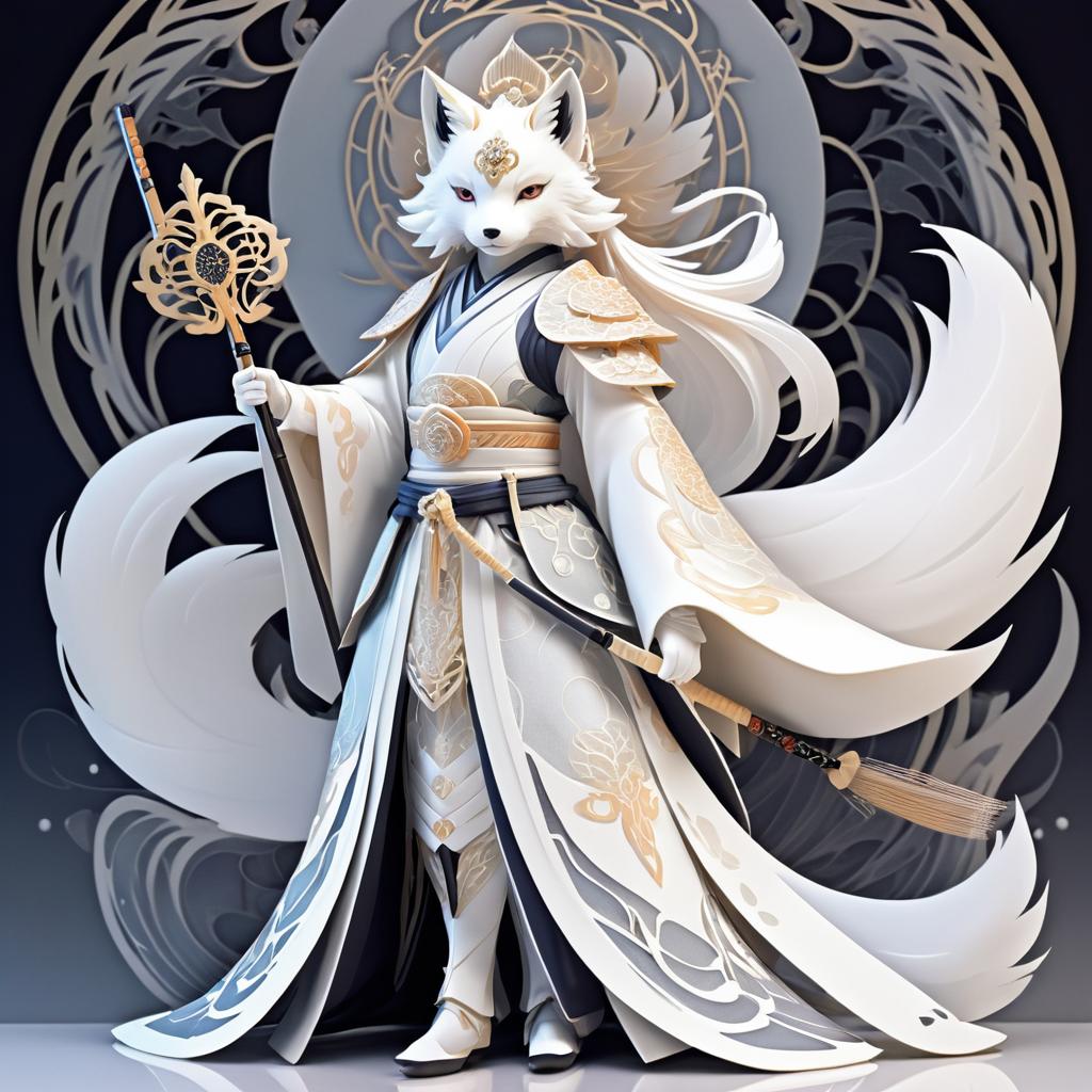 Ethereal Anime Fox Spirit in Armor