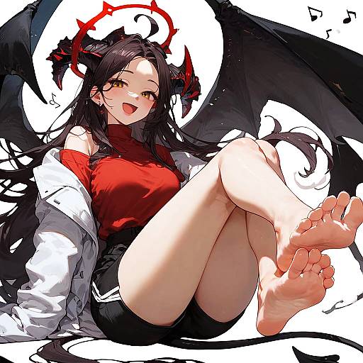 Smiling Demon Girl in Lab Coat