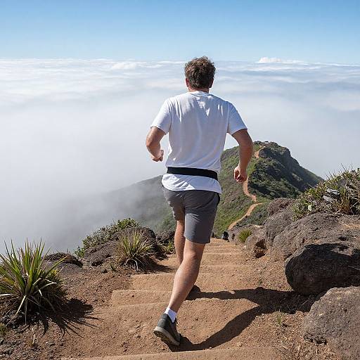 Photorealistic Man Climbing Maui Stairway
