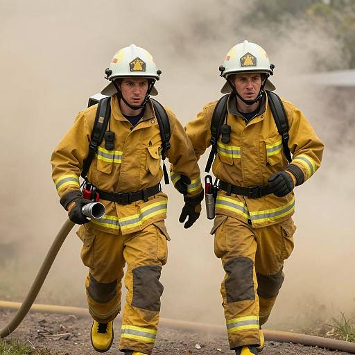 Dynamic Firefighters Amidst Intense Smoke