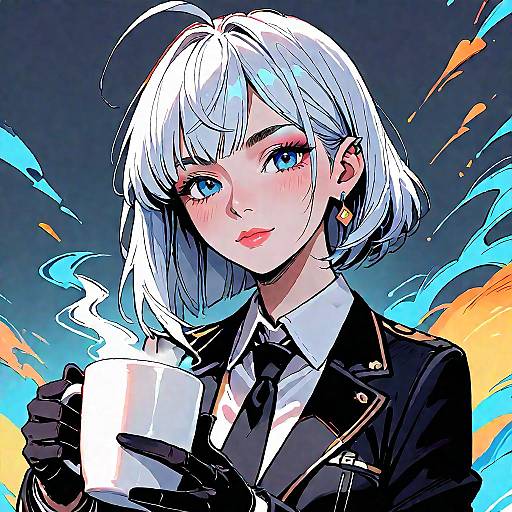 Expressionless Girl in Manhattan Cafe