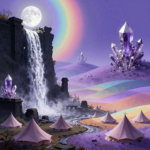 Surreal Dreamscape with Moonlit Ruins
