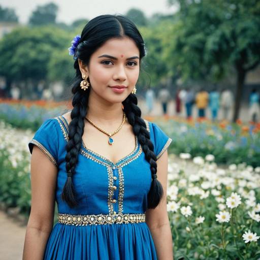 Realistic Blue Churidar Set in Nature