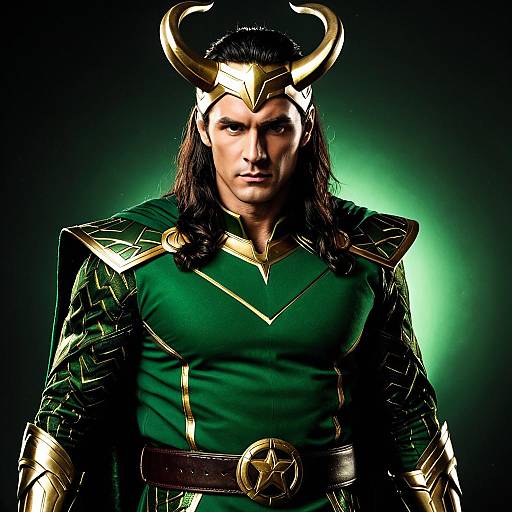Man in Loki Inspired Green and Gold Costume