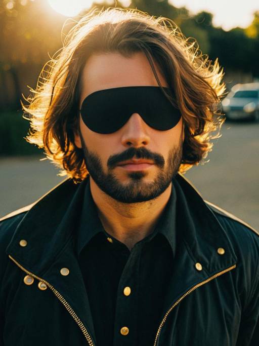 Man Wearing Black Eye Patch at Golden Hour