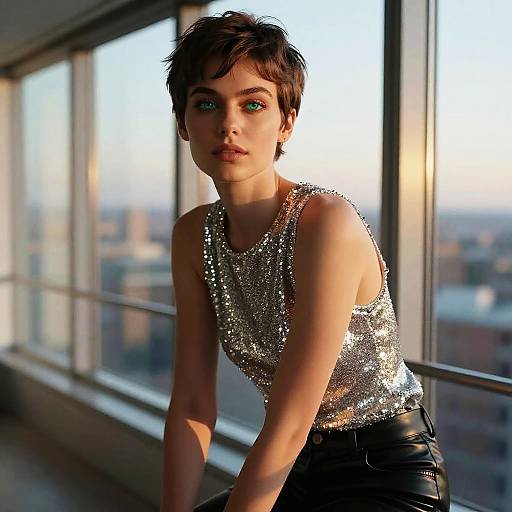 Photorealistic Fashion Portrait in Penthouse