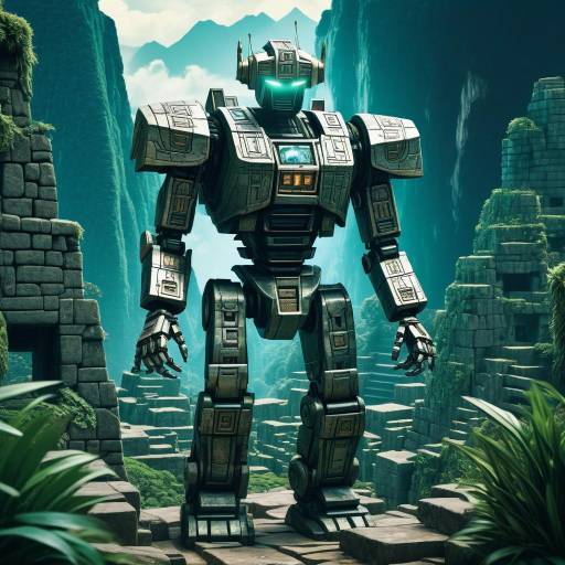 Vintage Manga Style Futuristic Warrior Robot
