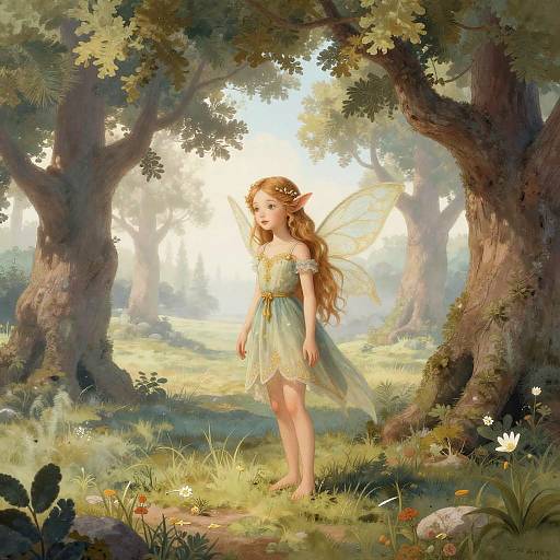 Whimsical Medieval Elusive Sprite Illustration