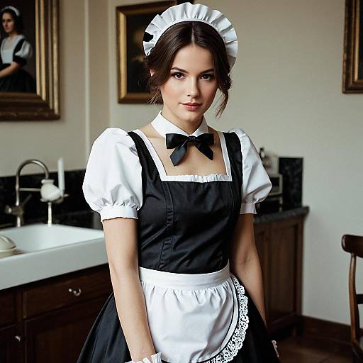 Realistic French Maid Outfit Portrait