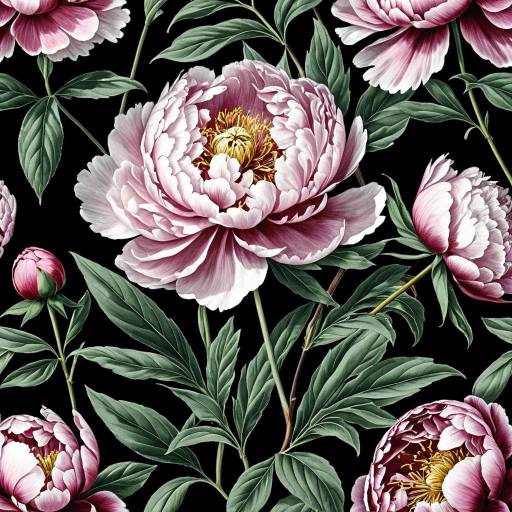 Garden Peony Botanical Illustration