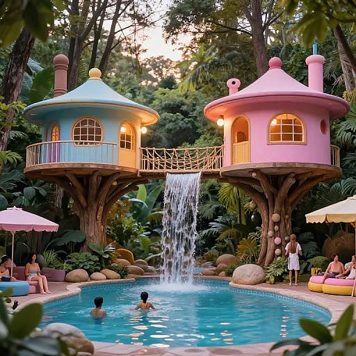 Kawaii Pastel Treehouse Pool Party