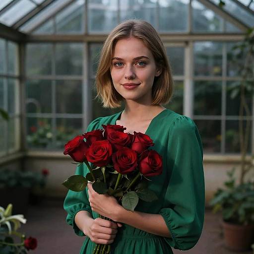 Cinematic Dusk Portrait in Botanical Greenhouse