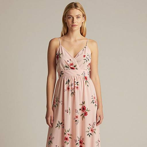 Young Woman in Pink Floral Dress