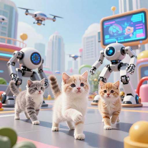 AI Kittens in Futuristic Playground