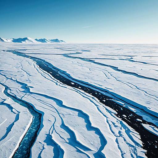 Aerial View of Arctic Ice Cracks