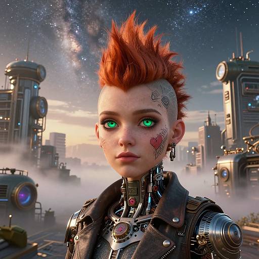 Surreal 3D Urban Tech Girl Portrait