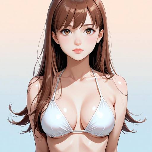 Anime Girl in White Bikini Top