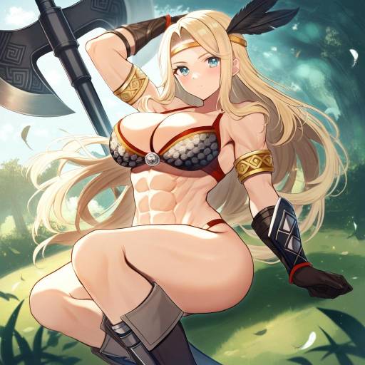 Illustration of Amazon (dragon's crown), dragon's crown in the style of Gyozanuko