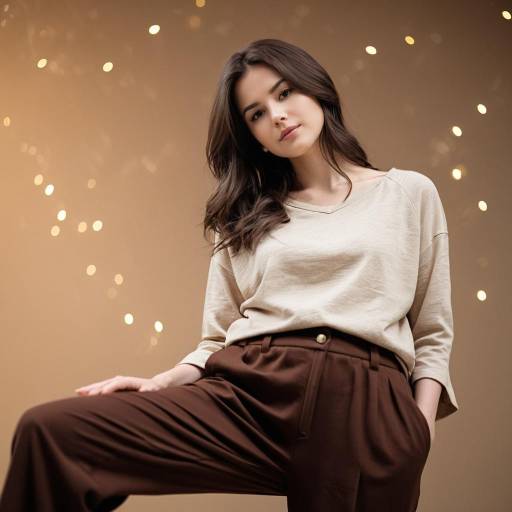 Fashionable Woman in Beige and Brown Outfit
