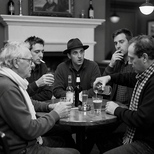 Vintage Bar Scene with Diverse Expressions