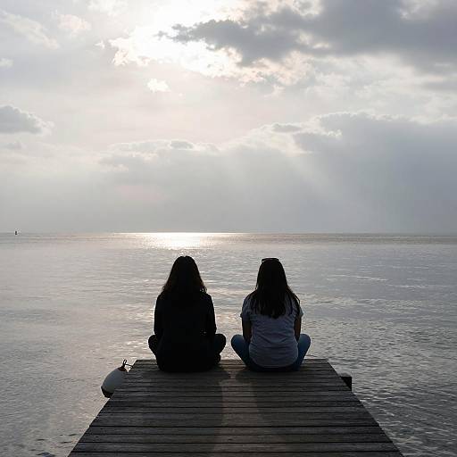Silhouetted Figures on a Serene Pier
