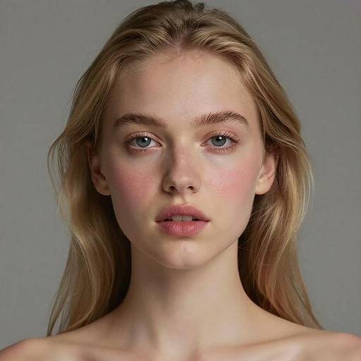 Photorealistic Wide-Angle Blonde Young Woman Portrait