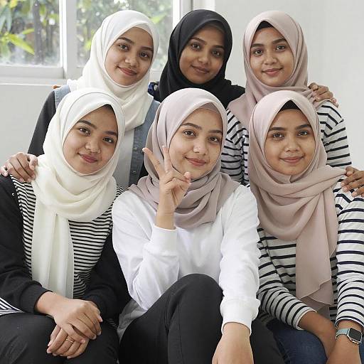 Group Selfie of Diverse Women in Hijabs