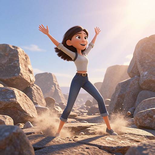 Pixar Woman Breaking Free from Rock