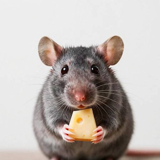Small Soft Grey Mouse Holding Cheese
