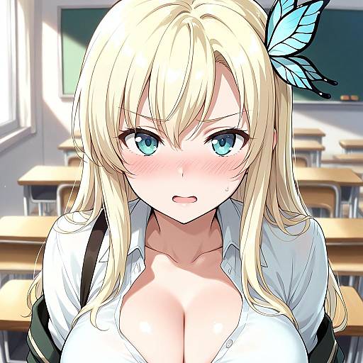 Blushing Blonde Schoolgirl Portrait