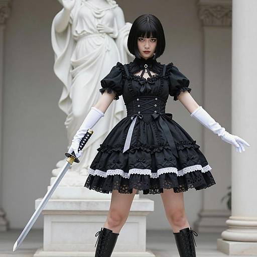 Gothic Lolita Warrior in Marble Setting