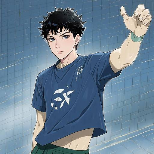 Illustration of Akaashi keiji, haikyuu!! in the style of Fish.boy