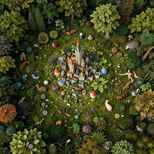 Surreal Bosch-Inspired Forest Landscape