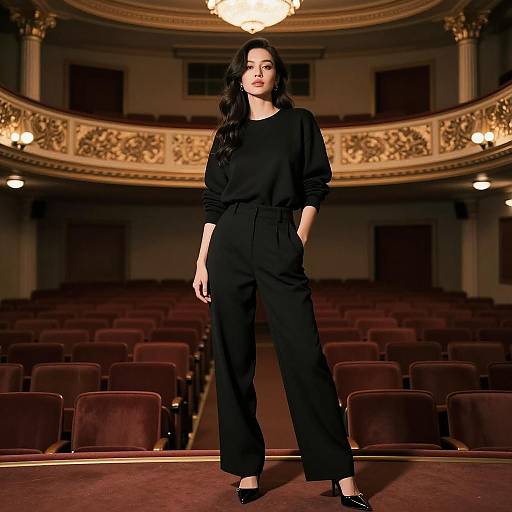 Elegant Woman in Stylish Theater Setting