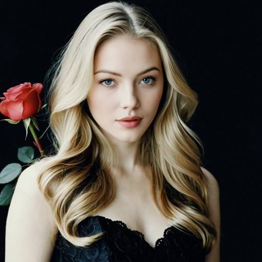 Blonde Woman with Red Rose