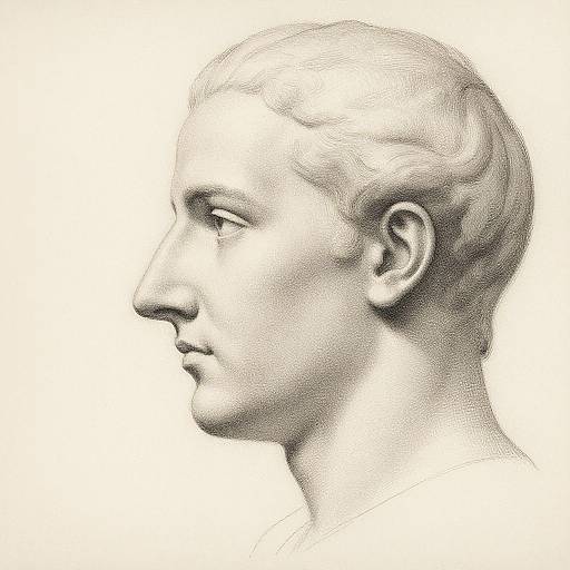 Black-and-white pencil sketch of a male profile, showing a clean-shaven, bald head with light shading on the face and neck.