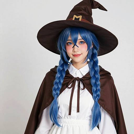 Woman in Witch Costume with Blue Braided Hair