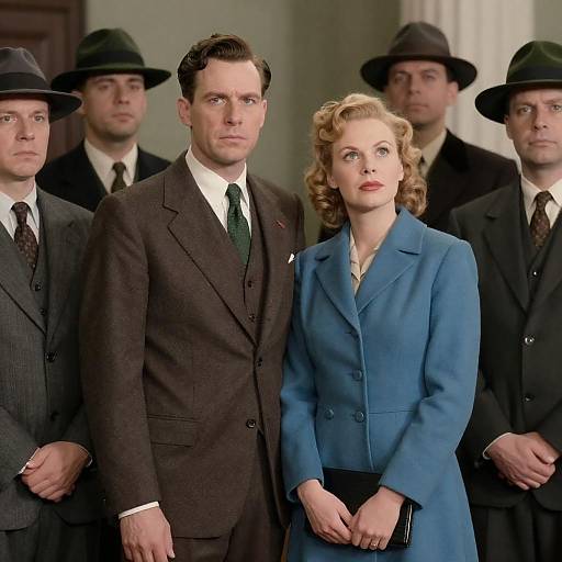 1940s Group Scene with Central Couple