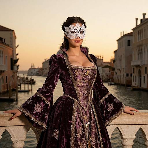 Elegant Venetian Lady in Regal Costume
