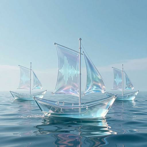 Ethereal Glass Ships Sailing Ocean