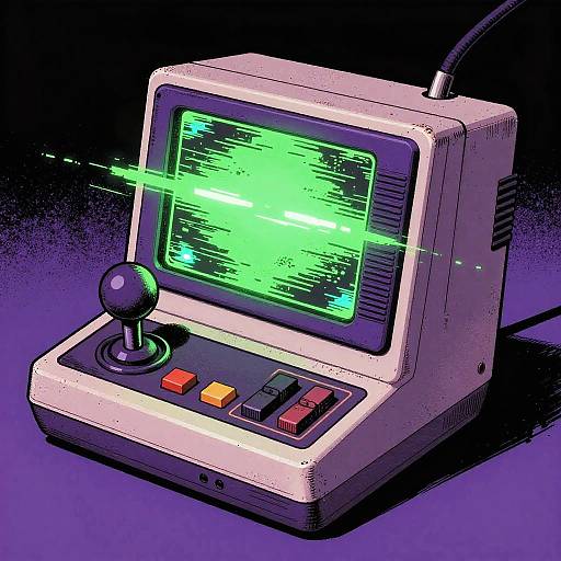 Retro Game Console with Glitching Pixels