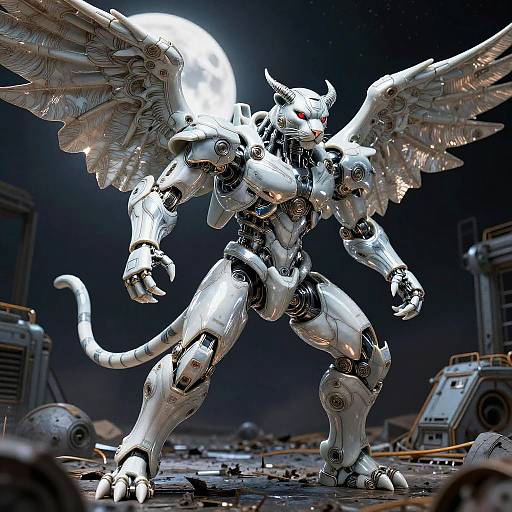 Anthro Mecha Panther in Lunar Battle