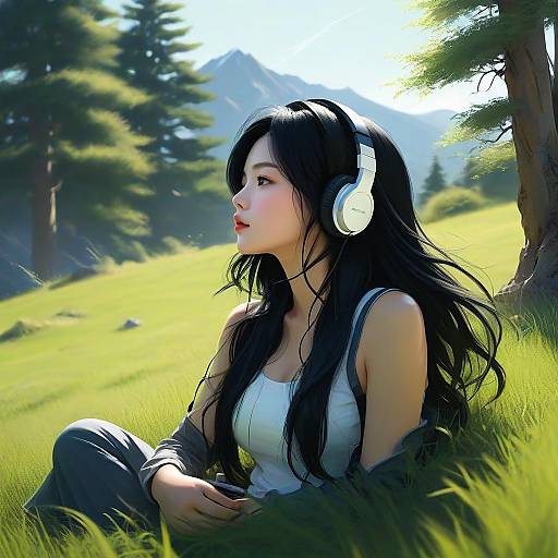 Serene Girl Outdoors in Nature