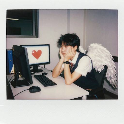 Bored Angel Office Worker Polaroid