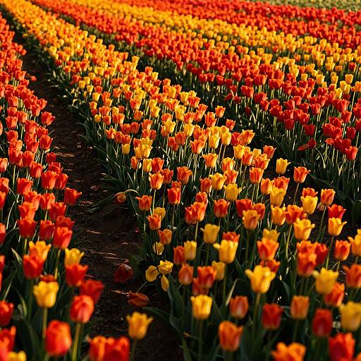 Vibrant Tulip Field in Sunlight