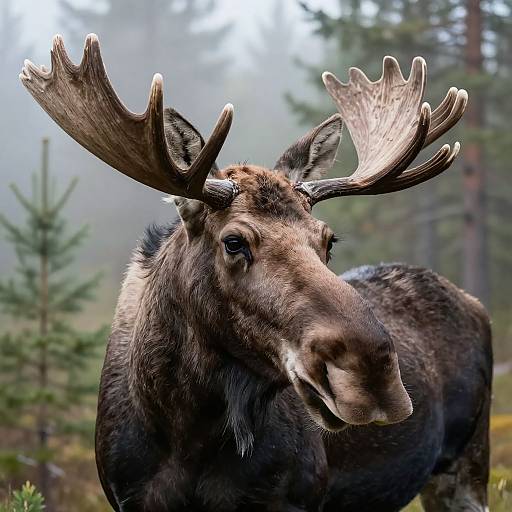 Tender Moose in Misty Morning Light