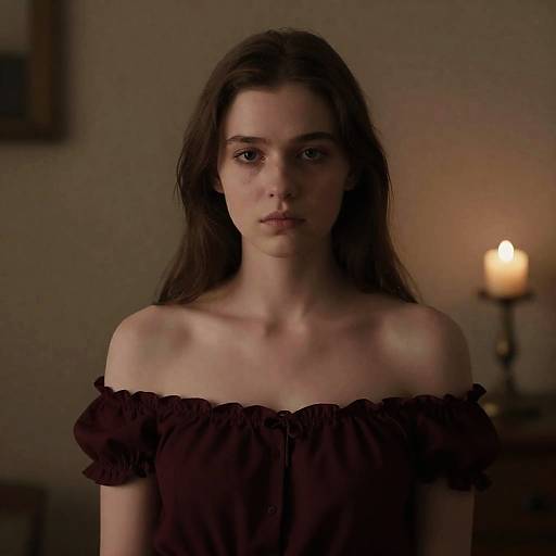 Elegant Young Woman in Dim Lighting